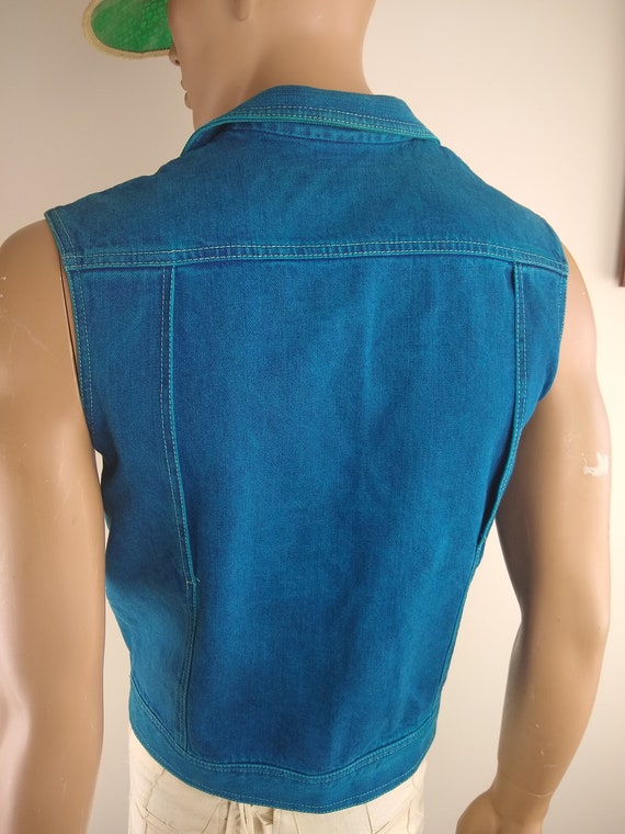 1980s Sassoon Teal Denim Vest - Small - image 5