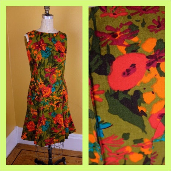 1960s/70s Talento Floral Cotton Dress - Size 4-6 - image 1