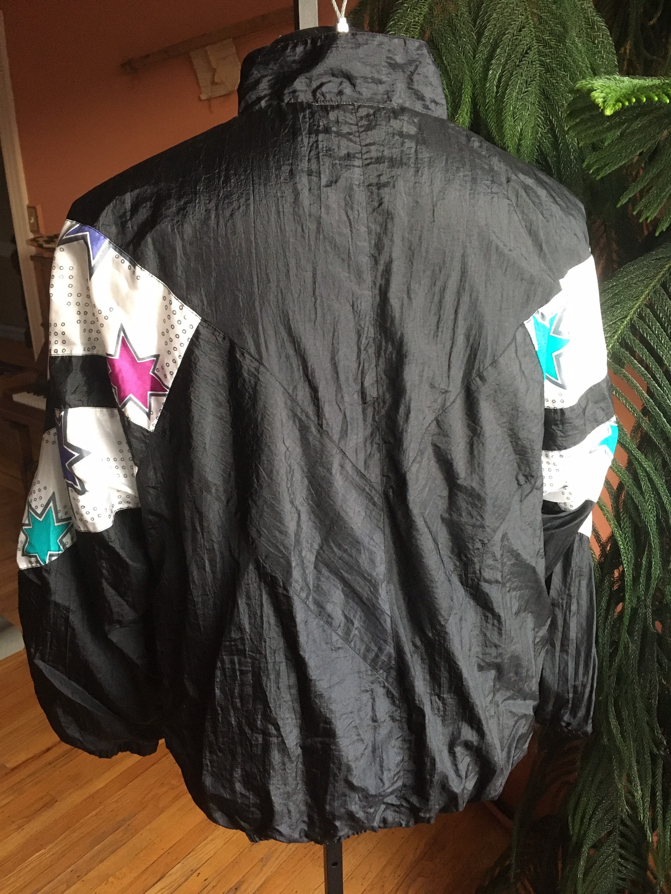 1980s Men's Nylon Star Print Bomber Jacket - XL - Etsy
