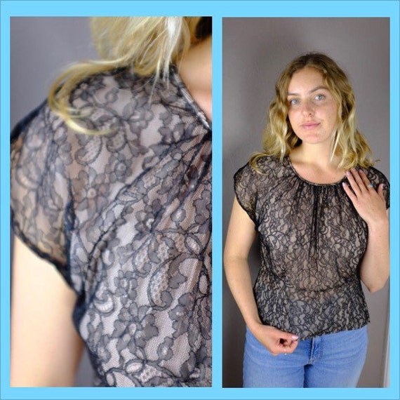 1940s/1950s Black Lace Blouse - image 1