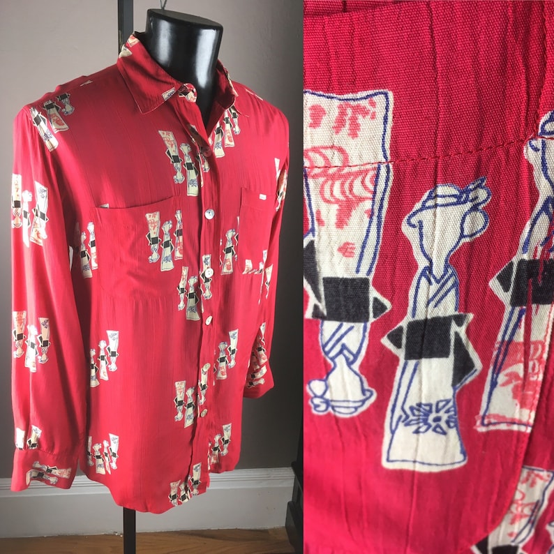 1980s/1990s Rayon Print Shirt Shirt XL image 1