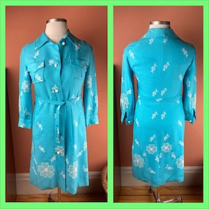 1960s Embroidered Rayon/Linen Coatdress - Large