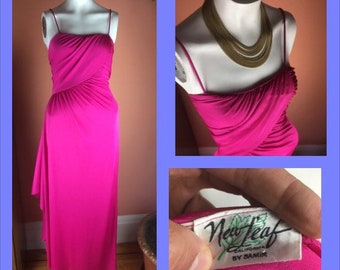 1980s New Leaf by Samir Fuchsia Draped Gown