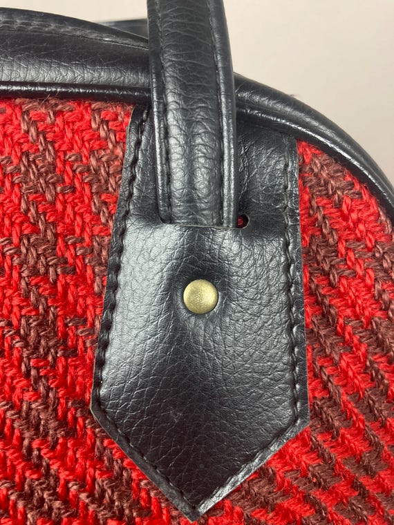1960s Red Houndstooth Mod Tote Bag - image 4