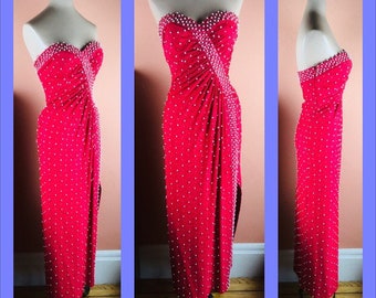 1980s Robert-David Morton Beaded Strapless Gown