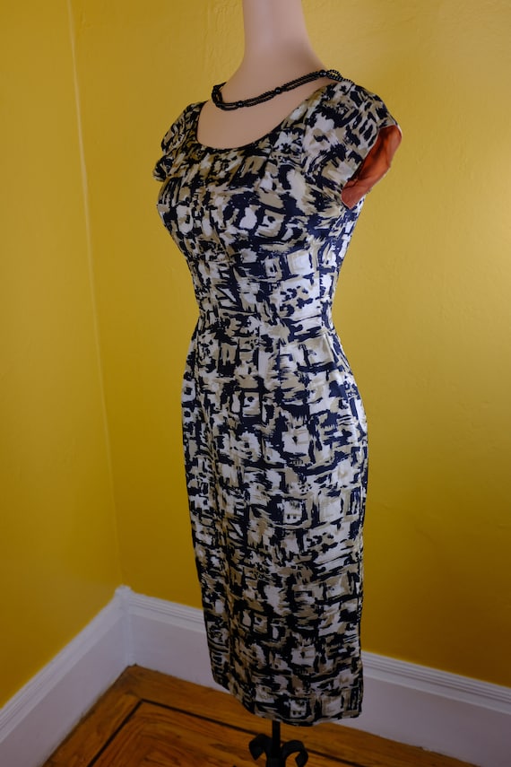 1950s Silk Print Dress Suit - xs - image 2