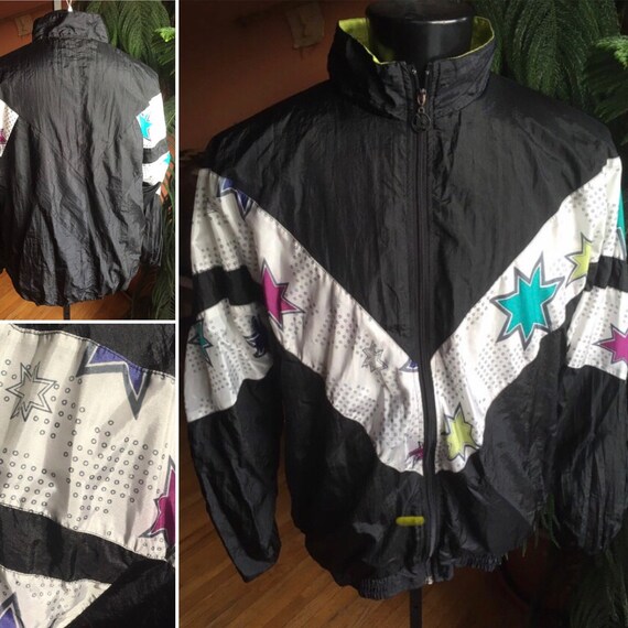 1980s Men's Nylon Star Print Bomber Jacket - XL - Etsy
