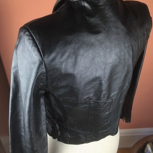 1980s Womens Black Cropped Leather Jacket image 4
