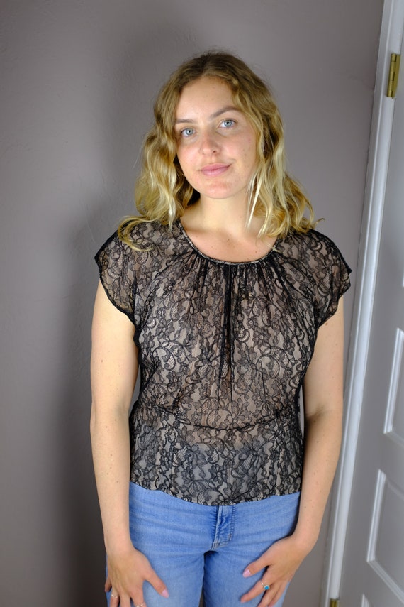 1940s/1950s Black Lace Blouse - image 2