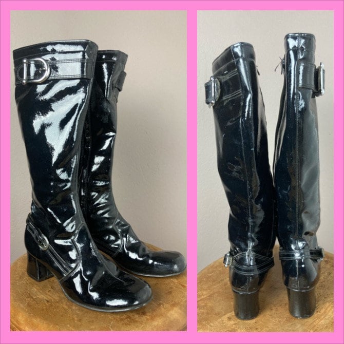 Black vinyl booties hotsell