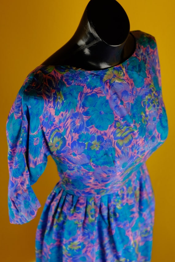 1940s/50s Silk Print Dress - Size 2 - image 3