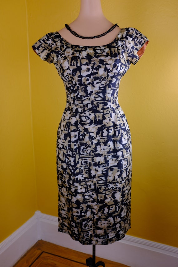 1950s Silk Print Dress Suit - xs - image 8