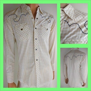 1960s Pink Plaid Cotton Western Shirt Size S