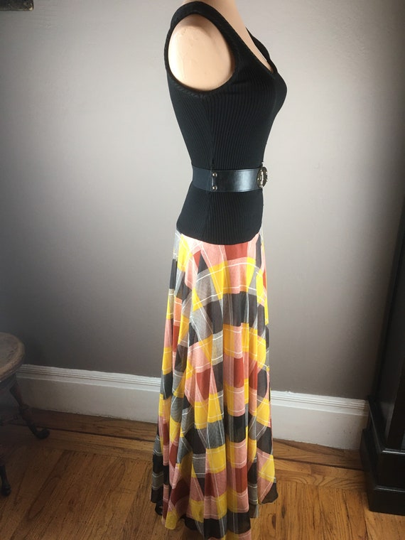 1970s Maxi Dress With Ribbed Knit Bodice and Plai… - image 2