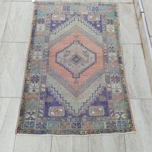 Vintage Turkish Rug , 3.7x5.5 ft, Handmade Oushak Wool Rug, Medallion Rug, Boho Decor, 3x5 Turkısh Rug, Area Rug 3x5 , Kicthen Rug, No611