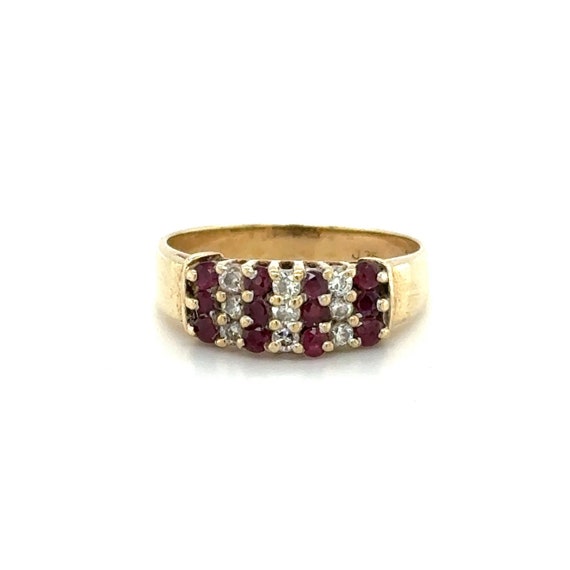 Ruby Diamond Cluster Ring - 14ct - image 2