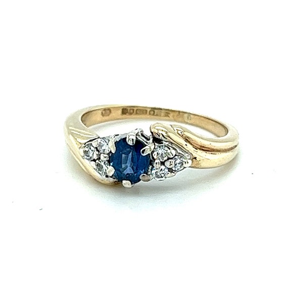 Oval Sapphire Diamond Ring - 9ct - image 2