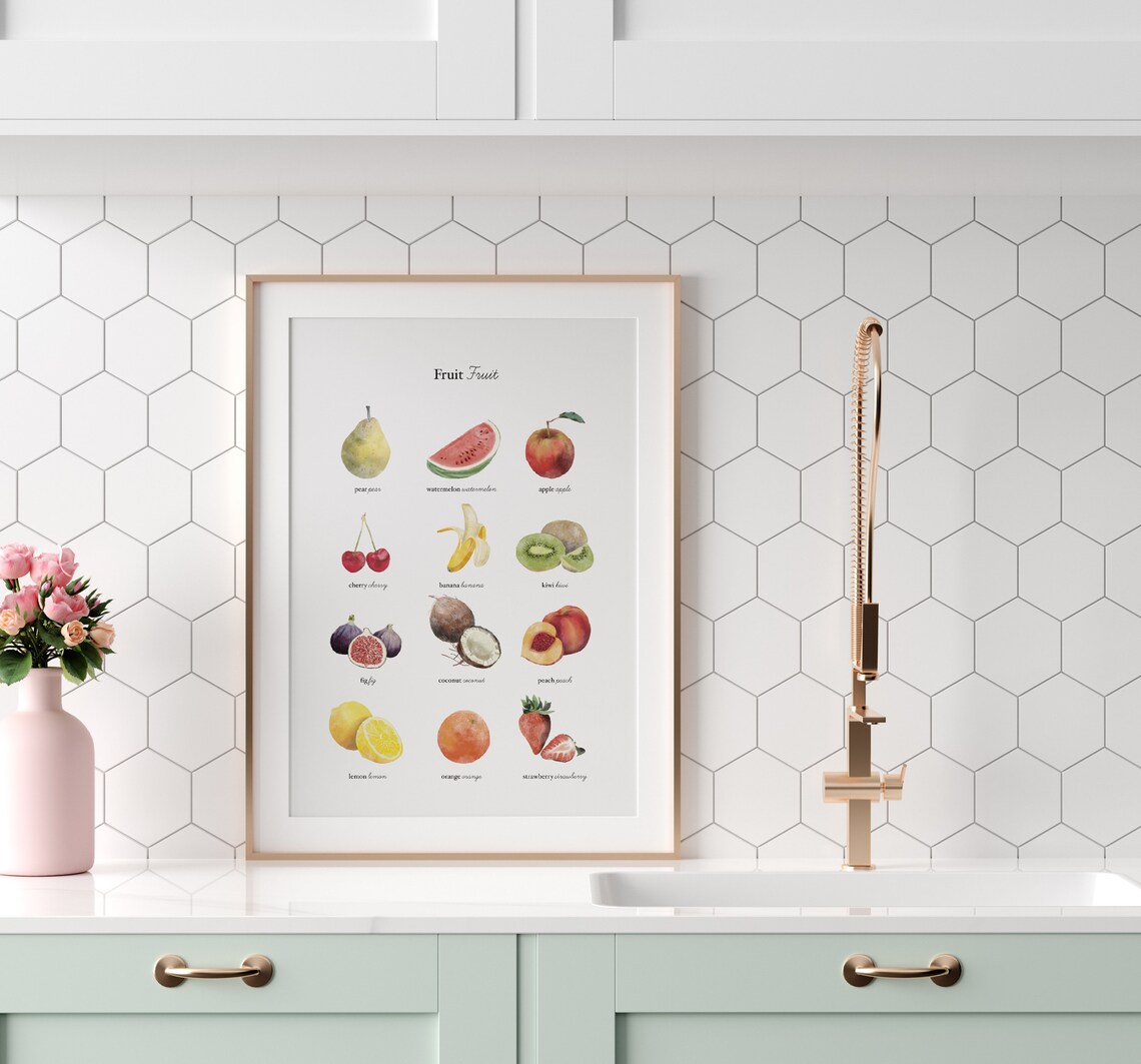 FRUIT Illustration Printable Wall Art for Nursery Playroom Etsy