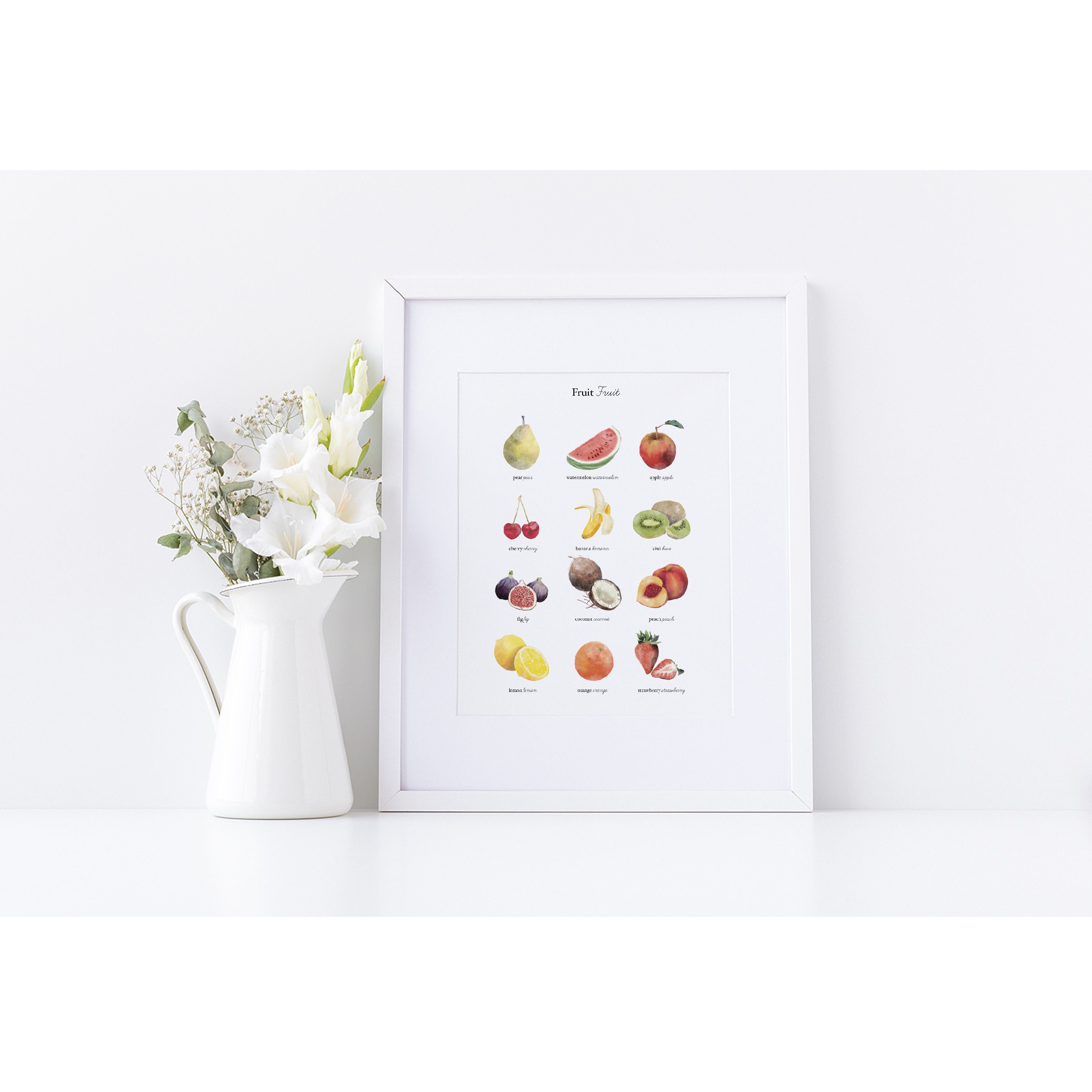 FRUIT Illustration Printable Wall Art for Nursery Playroom Etsy