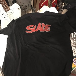 Slade T-shirt. Glam Rock Tee with red ink outlined with silver glitter, image 2