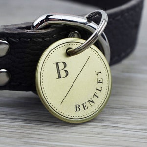 Personalized Pet Tag - Classic Monogram - Custom Dog Cat Identification Tags - Round - Made in the USA
