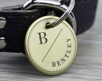 Personalized Pet Tag - Classic Monogram - Custom Dog Cat Identification Tags - Round - Made in the USA