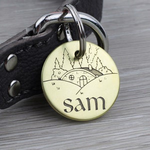 Personalized Pet Tag - Halfling Shire House - Custom Dog Cat Identification Tags - Round - Made in the USA