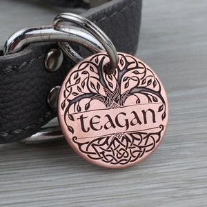 Personalized Pet Tag - Celtic Tree of Life - Custom Dog Cat Identification Tags - Round - Made in the USA