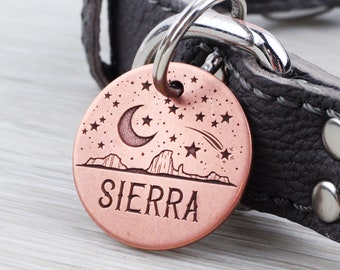 Personalized Pet Tag – Western Desert Landscape, Custom Dog Cat ID – Round, USA Made