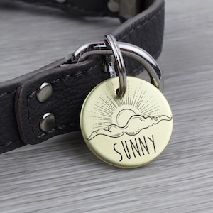 Personalized Pet Tag - Sunshine on a Cloudy Day - Custom Dog Cat Identification Tags - Round - Made in the USA