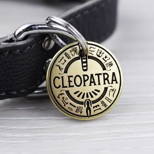 Personalized Pet Tag - Egyptian hieroglyphics - Custom Dog Cat Identification Tags - Round - Made in the USA