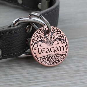 Personalized Pet Tag - Celtic Tree of Life - Custom Dog Cat Identification Tags - Round - Made in the USA