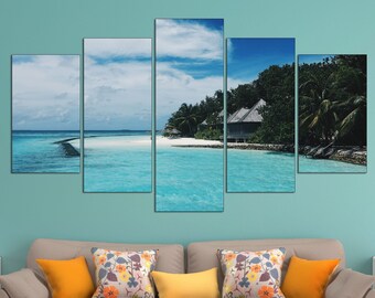 maldives beach palms gift living room decor ocean coastal photo wall art canvas set tropical wall canvas maldives canvas wall decor print