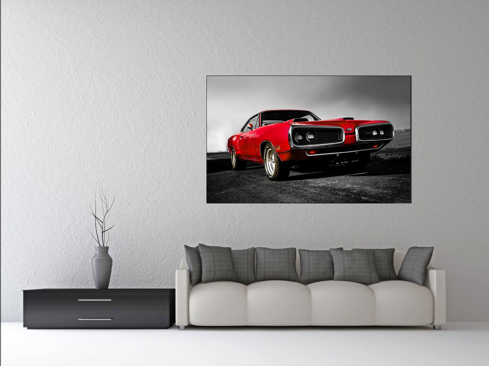 Retro car extra large canvas wall art automobile print home | Etsy