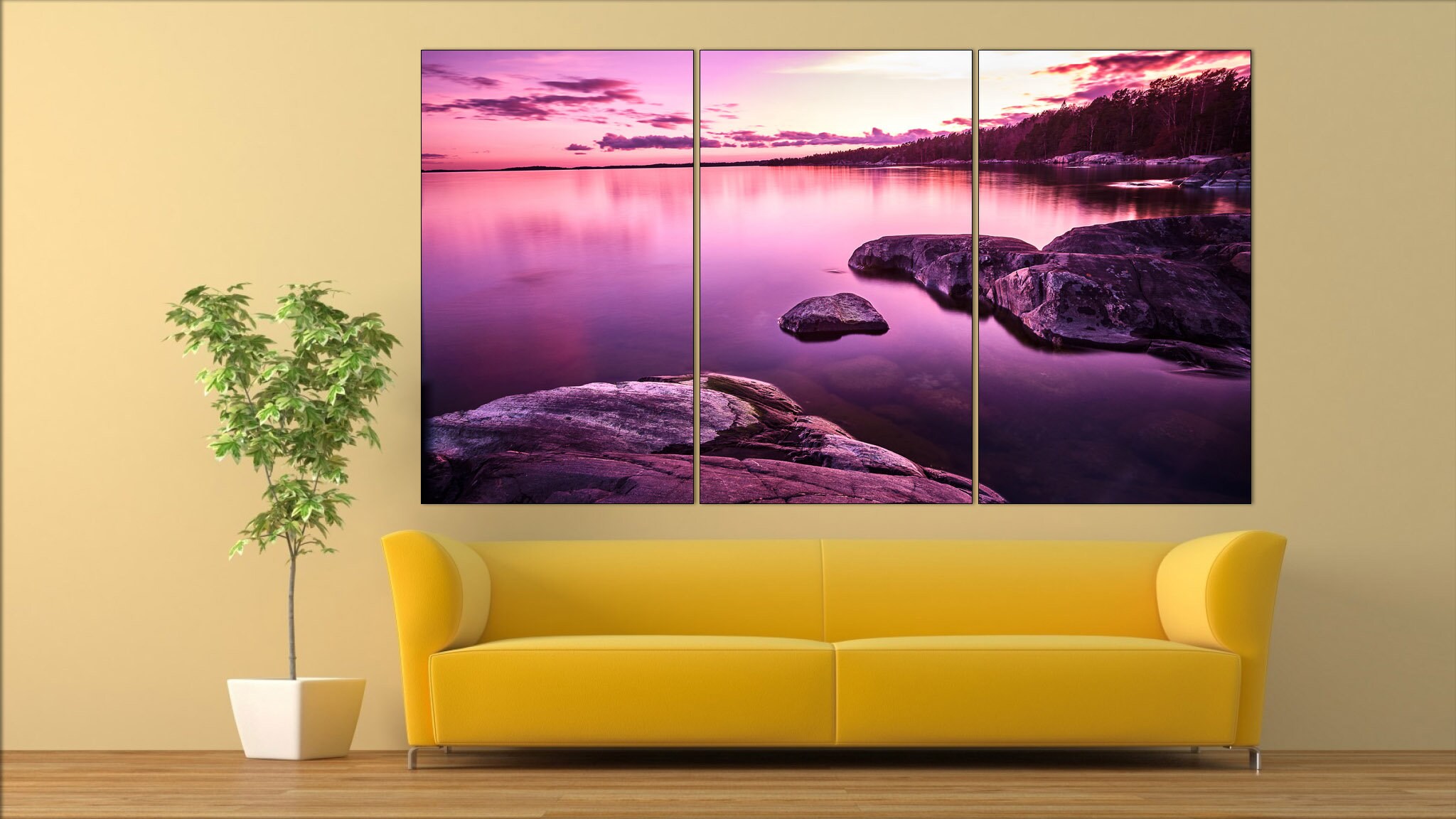 Purple landscape wall decor sunset landscape canvas wall art Etsy