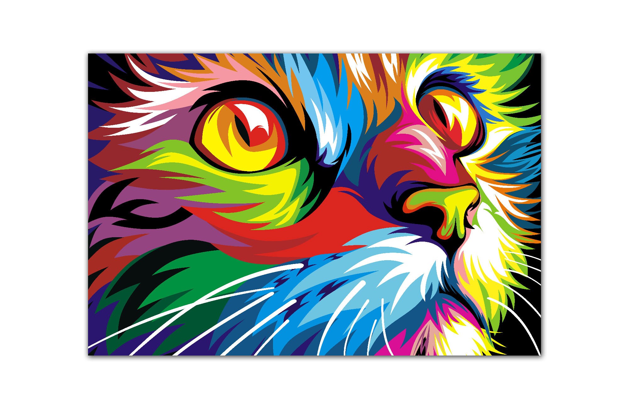 Abstract Cat Portrait Print Cat Face Wall Decor Abstract Pet Etsy