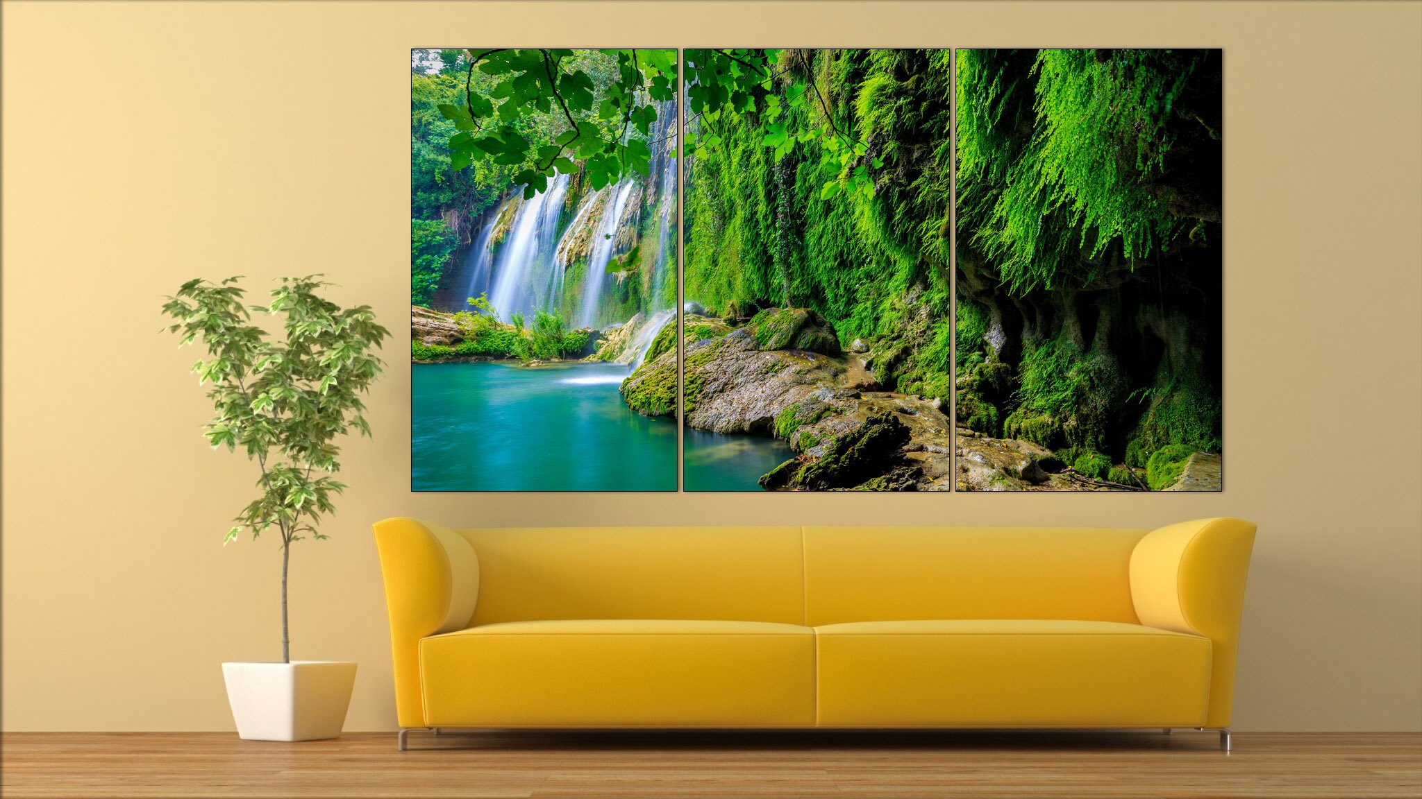 Rainforest canvas wall art waterfalls wall decor print Etsy