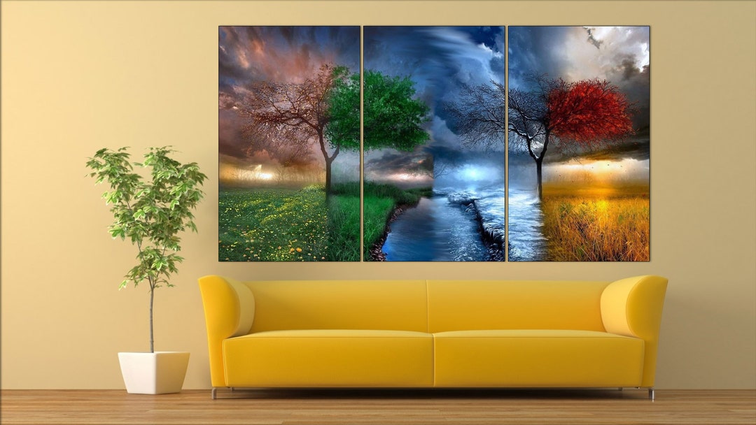 Four Seasons Canvas Set 4 Seasons Wall Decor Four Seasons Etsy