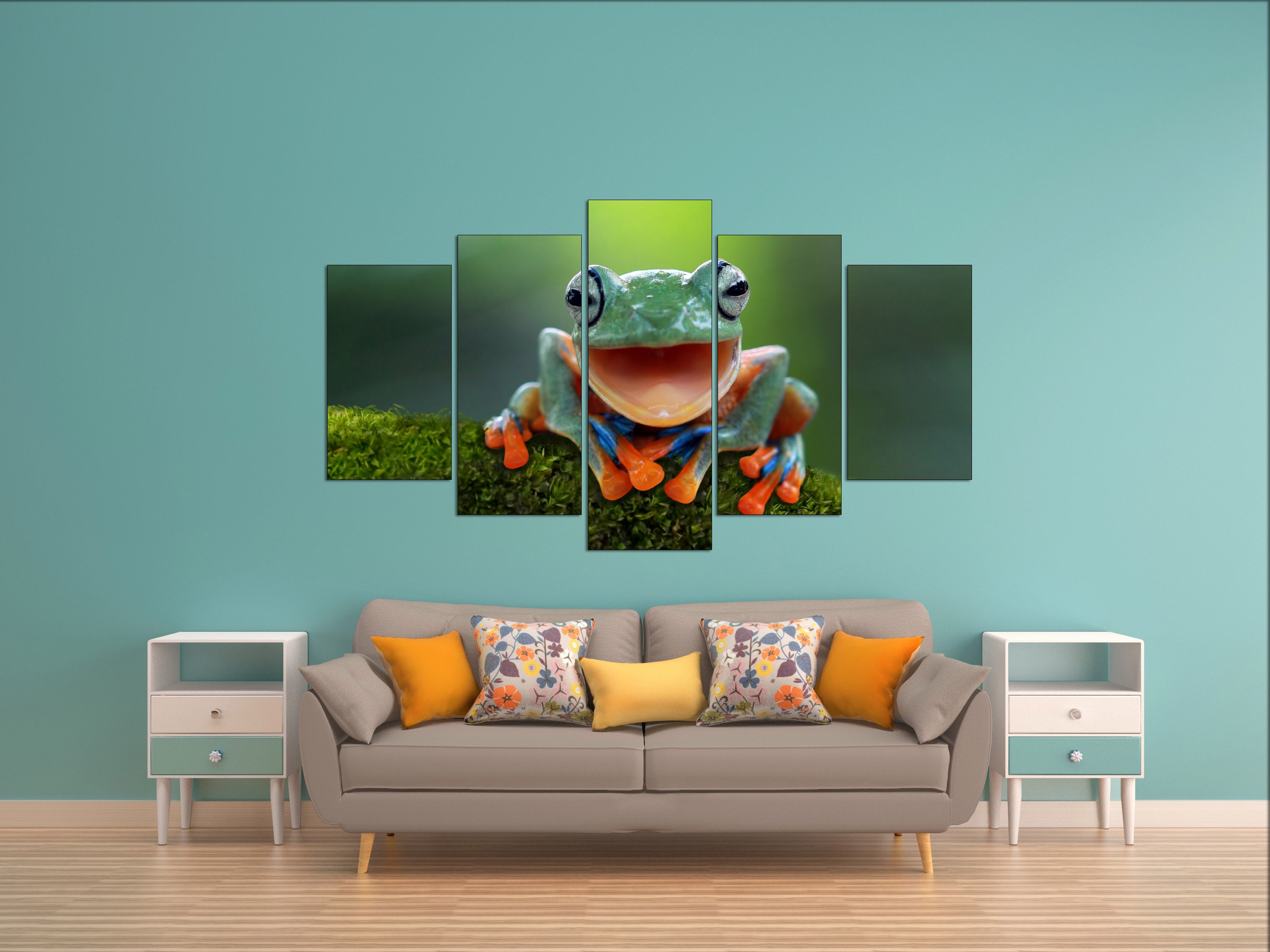 Frog wall art frog poster green frog canvas art nursery Etsy