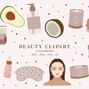 Clipart Beauty Illustrations, Digital Clipart Beauty and Wellness Icons, Commercial Uses