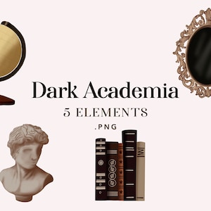 Clipart Set Dark Academia Illustrations, Digital Clipart Dark Academia, PNG, Commercial Uses