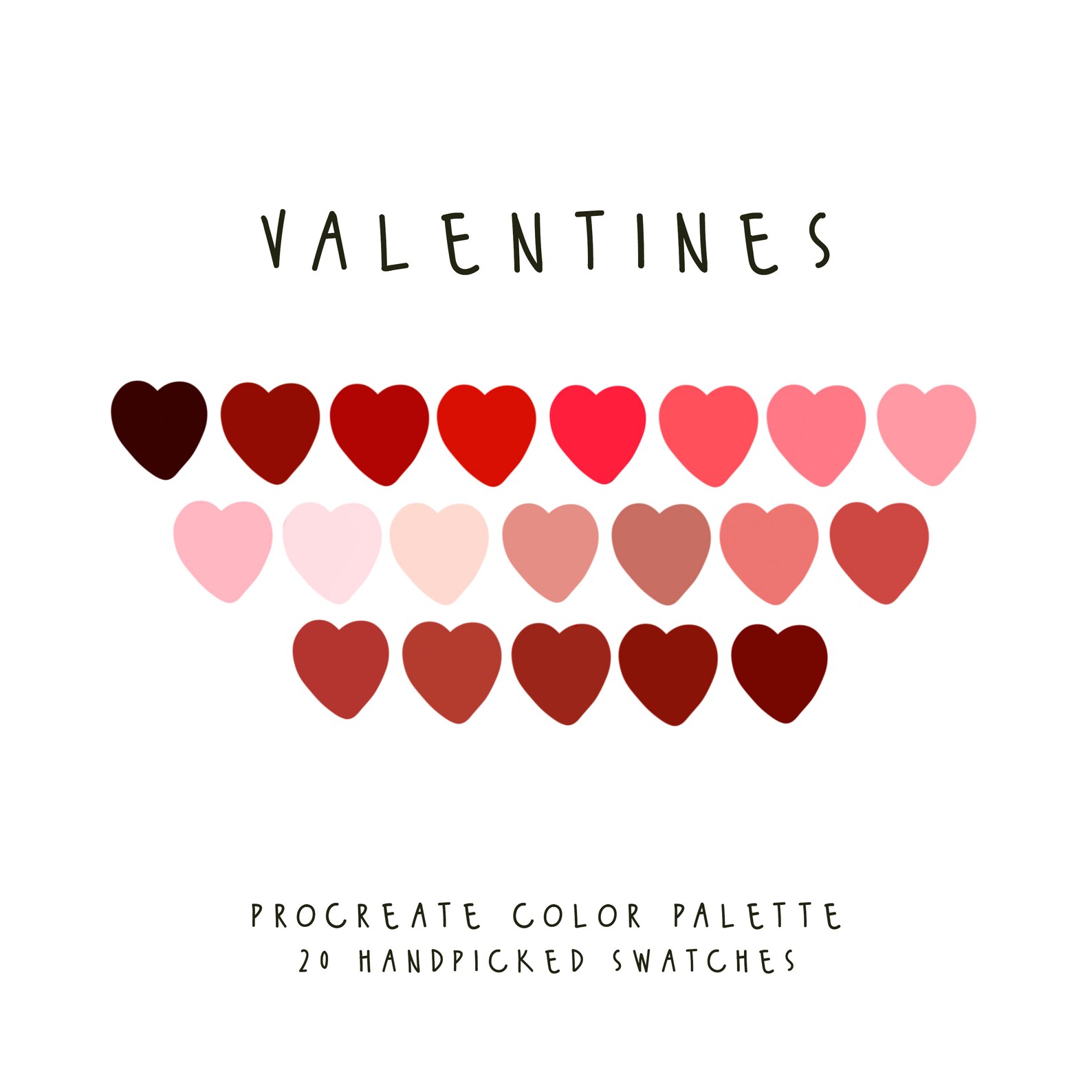 Valentines Procreate Color Palette, Color Swatches, Instant Download ...