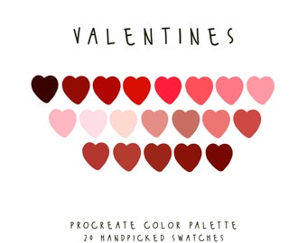 Valentines Procreate Color Palette, Color Swatches, Instant Download, Procreate Palette for iPad, iPad Procreate Tools, Digital Download