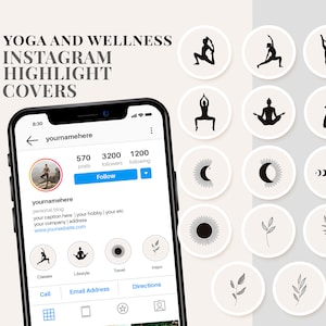 Yoga and Wellness, Instagram Story Highlights Icons, 14 Hand Drawn Instagram Icons, Minimalist Instagram Icons