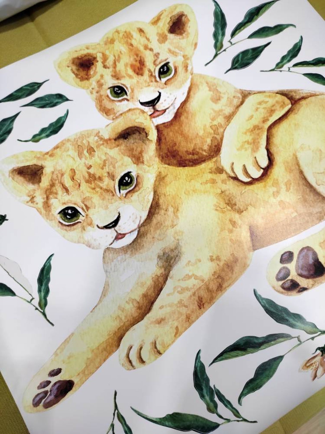 Watercolor baby lion wall decal for nursery . Nursery Etsy