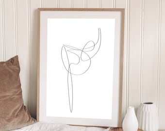 Minimalist Ballerina Line Art Print: Acrobat Dancer Drawing (Digital Download)