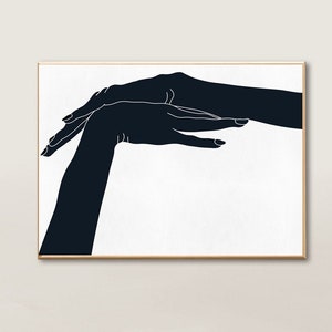 Hands Line Drawing, Printable Line Art, Minimalist Line Drawing, Instant Download
