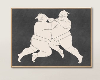 Impresión artística minimalista de luchador de sumo (descarga digital)