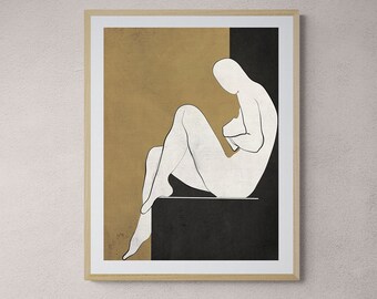 Impresión artística minimalista de figura masculina: dibujo abstracto (descarga digital)