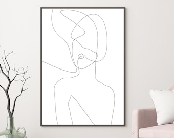 Minimalist Woman Line Art Print: Abstract Female Figure (Digital Download)